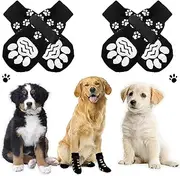 HTRTRR Set of 4 Non-Slip Dog Socks, Non-Slip Socks for Dogs with Adjustable Strap, Dog Paw Protectors with Cotton for Large and Small (L)