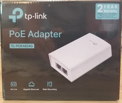 TP-Link Gigabit 48VDC Passive PoE Adapter (TL-POE4824G) (tlpoe4824g) New Sealed