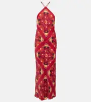 [Farm Rio] Farm Rio Printed halterneck maxi dress AU 16 multicoloured