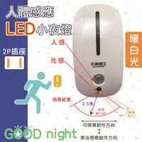 在飛比找蝦皮購物優惠-太星電工 人體感應LED小夜燈 暖白光 2P插座  ZA10