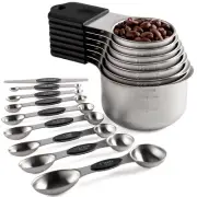 Magnetic Measuring Cups and Spoons Set Including 7 Stainless Steel Stackable ...