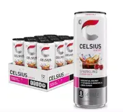 PACK OF 12 ✨ CELSIUS Sparkling CHERRY COLA Energy Drink CANS | Zero Sugar Fun