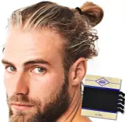 Knotted Mens Hair Ties for Men (Wide, Black) - No Damage Crease Breakage Man Bun