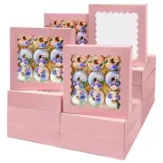 36pcs Pink Pie Boxes 10x10x2.5 inches Easy Assemble Macaroon Cookie Boxes Bak...