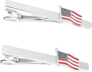 [ANDRESLAD] Stylish Tie Clips for Men Set of 2 American Flag Design Metal Tie Bars for Suit