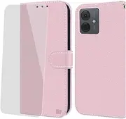 [NP-Caser] Mobile Phone Case for Moto Motorola G55 Case [with Tempered Glass Protection], Premium Leather Case with Card Slots [Foldable Flip Case] [Stand Function] Mobile Phone Protective Case for Moto