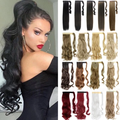 100% Real As Human Clip In Hair Extensions Ponytail Wrap Wrap Around Pony Tail
