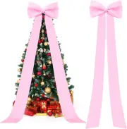 Extra Large Christmas Tree Topper Bow, 118X28 Inch Giant Satin Bow with Long Str