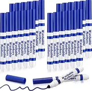 Janlaugh 24 Pcs Washable Markers Bulk, Conical Tip, Blue, Medium Point, Non-Permanent, Ideal for Kids, Teachers, Students, Crafts & School Projects