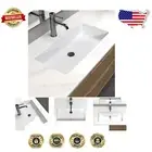 White Ceramic Undermount Sink - Rectangular Design for Modern Bathrooms