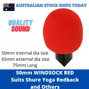 Microphone Wind Sock Foam Cover Red 50mm int diameter