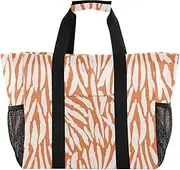 [sanluoli] Bag For Trunk Collapsable Beach Tote With Pockets Canvas Carry Tote, Orange Fur Animal, 1 size