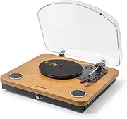 Roxel VRP-60 Vinyl Record Player, Turntable with Built In Speakers, BT IN/OUT, Three Playback Speeds, USB Output for Conversion Natural Wood Finish