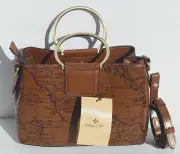 PATRICIA NASH EMPOLI SIGNATURE MAP GENUINE LEATHER SATCHEL NEW AUTHENTIC