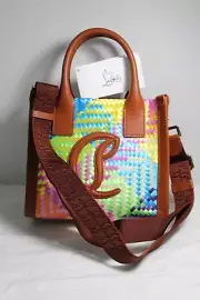 NWT CHRISTIAN LOUBOUTIN By My Side Multicolor Weave Tote Shoulder Crossbody Bag