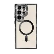 For Samsung Galaxy S24 Ultra Case, MagSafe Magnetic Diamond Rhinestone Glitter Cute Crystal Bling Full Camera Lens Protector Shockproof Cover – Black