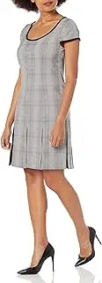[DKNY] Women's A Short Sleeve Godet Knit Check Dress