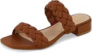 [CUSHIONAIRE] Women's Nan two band braided low block heel slide sandal +Memory Foam and Wide Widths Available