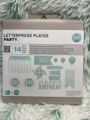 We R Memory Keepers Letterpress Plates Party 14 Piece Set Balloons Pinwheel