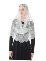 Spanish Infinity Veils for Church Lace Chapel Veils Catholic Church Veil Ivory