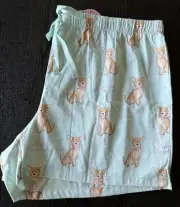 BRAND NEW WOMENS PETER ALEXANDER GREEN PUPPY PYJAMA SHORTS SIZE 3+ (24-26)