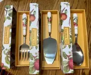 NEW! Portmeirion Pomona 3 Pc. Serving Set - Spoon, Meat Fork, Cake Slicer