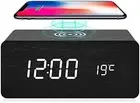 Wooden Alarm Clock with Wireless Charging, Wood Digital LED Desk Clock