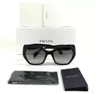 PRADA Sunglasses SPR 16R 1AB-0A7 Black Oversized Cat Eye Hexagon Thick Rim Frame