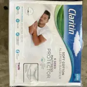 Claritin 6 Sided Mattress Protector Fits Twin Size Beds 100% Cotton Sateen Top