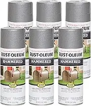 Rust-Oleum Stops Rust Hammered Metal Finish Spray Paint, Silver, 340 g (Pack of 6)
