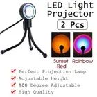 2PCS Night Light Lamp Atmosphere Sunset USB LED Sun Rainbow Projector For Room
