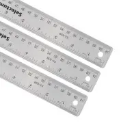 3pcs Stainless Steel Ruler 60cm/24" Double-Scale Metal with Non-Skid Backing