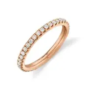 14K Rose Gold Diamond Eternity Ring Sz 5.5 Anniversary Certified Natural 0.54CT