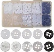 OELFFOW 200Pcs Resin Buttons Children's Sweater Shirt Sewing Buttons, 11.5mm Transparent Round 4-Hole Buttons Decorative Button Accessories with Storage Box, for Variety Clothing Sewing, DIY Craft