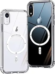 ONES Hard Hybrid Magnetic Case Compatible with iPhone XR Case MagSafe, Military Grade Protection, Shockproof Airbag, Scratch-Resistant, Qi Wireless Charging, Anti-Yellow Silicone Cover, Clear