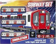 Train Set - Toddler Train Track Toy | Interactive Subway Set for Boys Girls Aged 4-10 Years Old, Vehicle Playset with Light and Sound