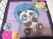 TEDDY BEAR VACATION IN HAWAII- BUBBLY PANDA INDIVIDUAL QUILT BLOCK