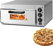Commercial Pizza Oven,16" Countertop Electric Pizza Oven Indoor, Stainless Steel Pizza Maker with Pizza Stone and Timer, for Hotel Restaurant Home Baked(Single-Layer)