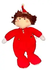 Vintage Rennoc Santa’s Best Plush Boy Elf Hanging Stocking with Pockets