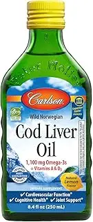 Carlson Cod Liver Oil, Norwegian, Natural, 1,100 mg Omega-3s, 250 mL