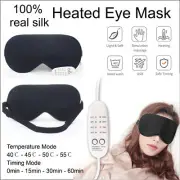 USB Heated Eye Mask Pad with Dual-Sided Design and Timer 100% Silk