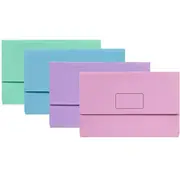 Marbig Slimpick Document Wallet Foolscap Assorted Pastels Pack 10