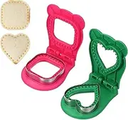 uxcell 2 Pack Crustless Sandwich Cutter, Square/Heart Shape Uncrustable Sandwich Maker Sealer Press Bread Cookie Cutter and Sealer for DIY Breakfast Lunch Afternoon Tea (Rose Red/Green)