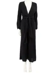 Black Plunge Neckline Maxi Dress