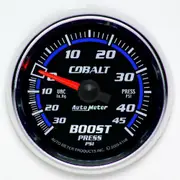 Auto Meter Cobalt Series Boost/Vacuum Gauge 2-1/16" Full Sweep Mechanical 45 psi