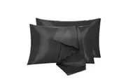 LINENOVA 2pcs Luxury Silk Satin Pillow Cases PillowcaseBlack