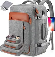 [Roadcheer] Travel Backpack for Men Women, Expandable Large Suitcase Backpack with 4 Packing Cubes, Rucksack for Plane Hand Luggage Bag, 42L Carry-Ons Cabin Bag College Work