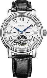 [Sea-Gull] 2021 Seagull Men's Watch Hollow Automatic Mechanical Watch Calendar Potential Multifunction Flywheel Business Watches, White- D819.626, Strap