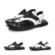 Summer Mens Clip Toe Leather Sand Casual Outdoor Beach Slip On Slides Slippers