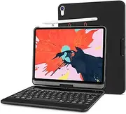 ProCase Keyboard Case for iPad Pro 12.9 2018 Latest Model [Support Apple Pencil Charging], 360 Degree Rotation Swivel Cover with Wireless Keyboard for iPad Pro 12.9 3rd Gen 2019 -Black